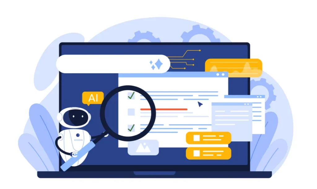 AI search analyzing a service page for SEO, local relevance, and website optimization
